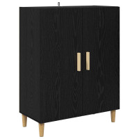Produktbild för Skåp Svart Ek 69,5 x 34 x 180 cm Konstruerat trä och glas