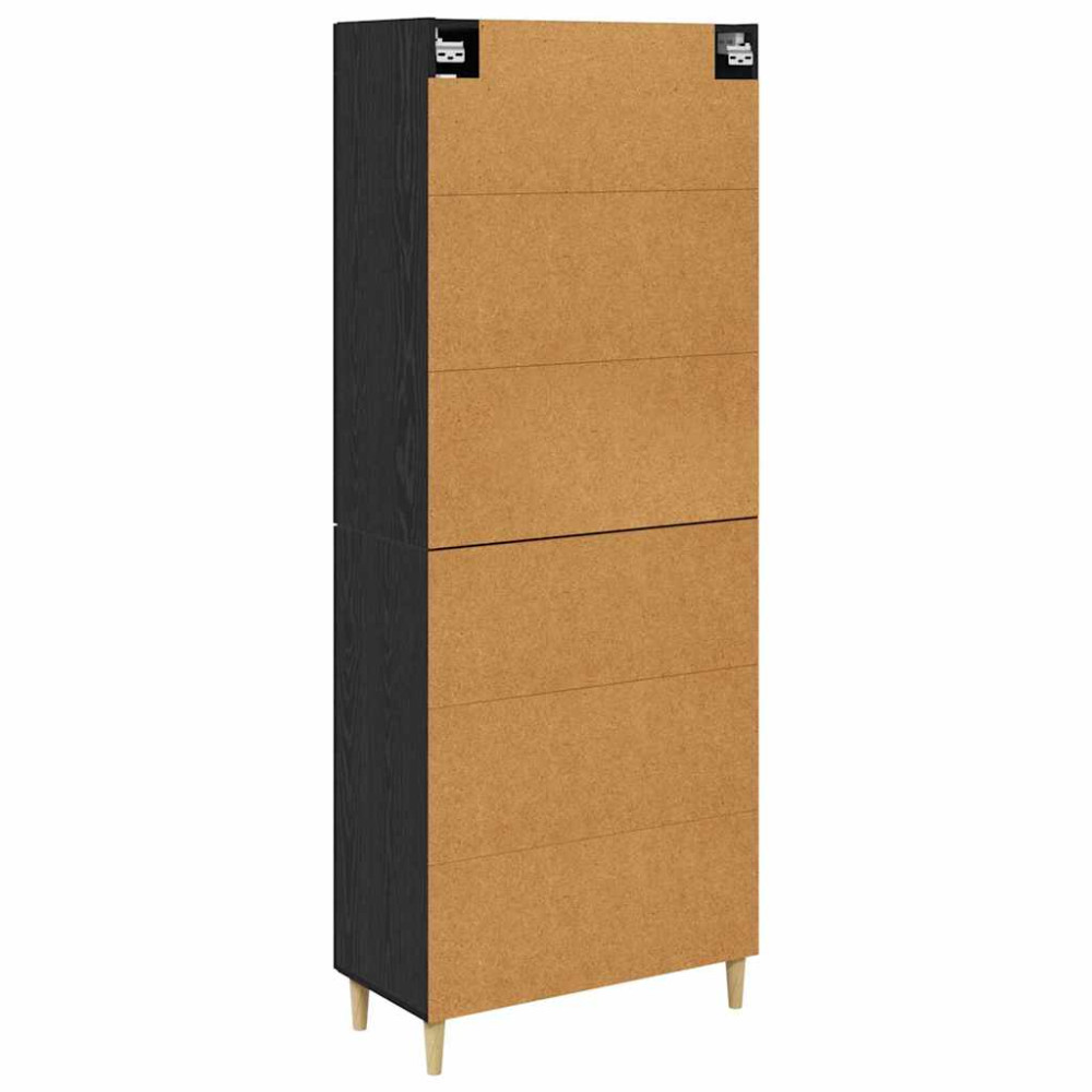 Produktbild för Skåp Svart Ek 69,5 x 34 x 180 cm Konstruerat trä och glas