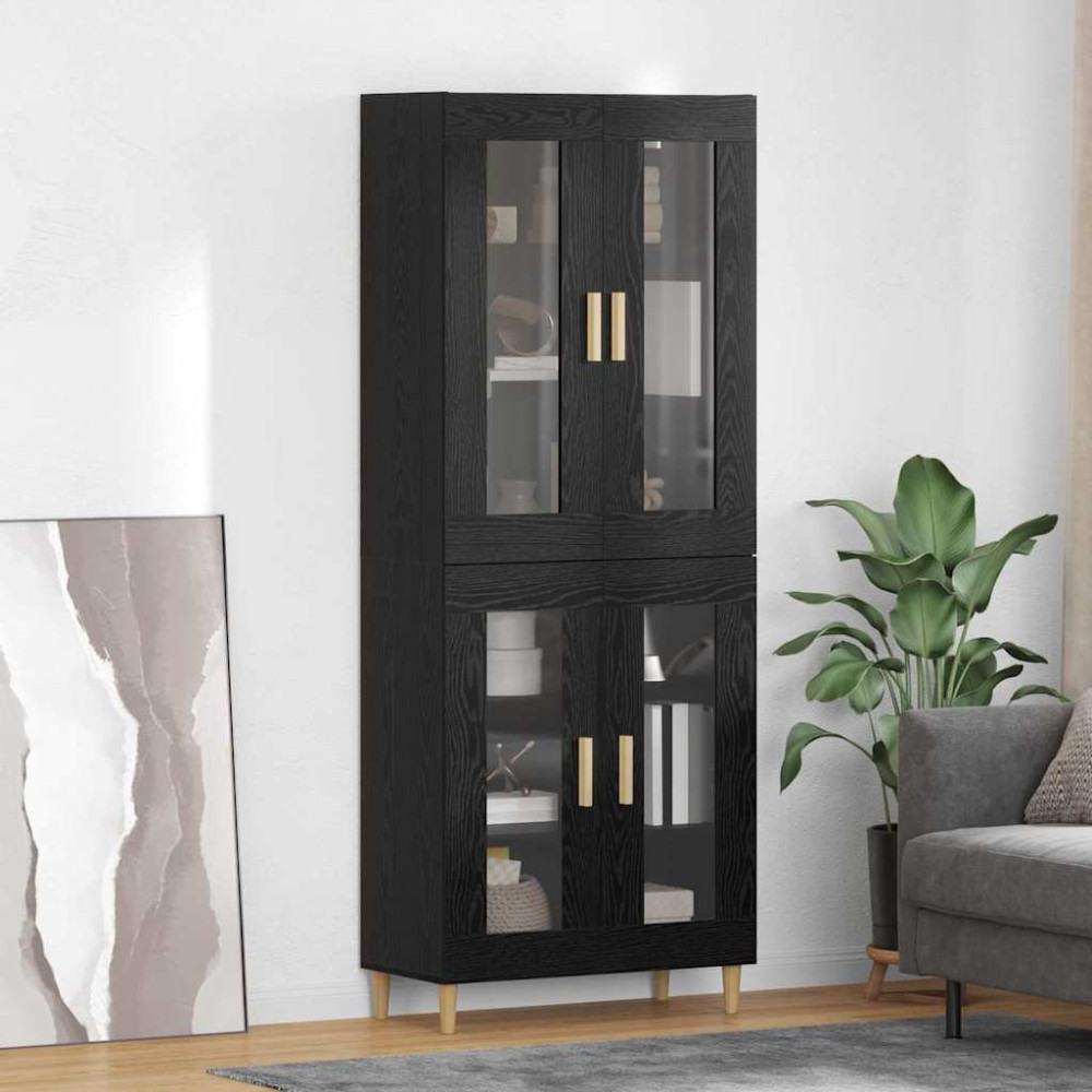 Produktbild för Skåp Svart Ek 69,5 x 34 x 180 cm Konstruerat trä