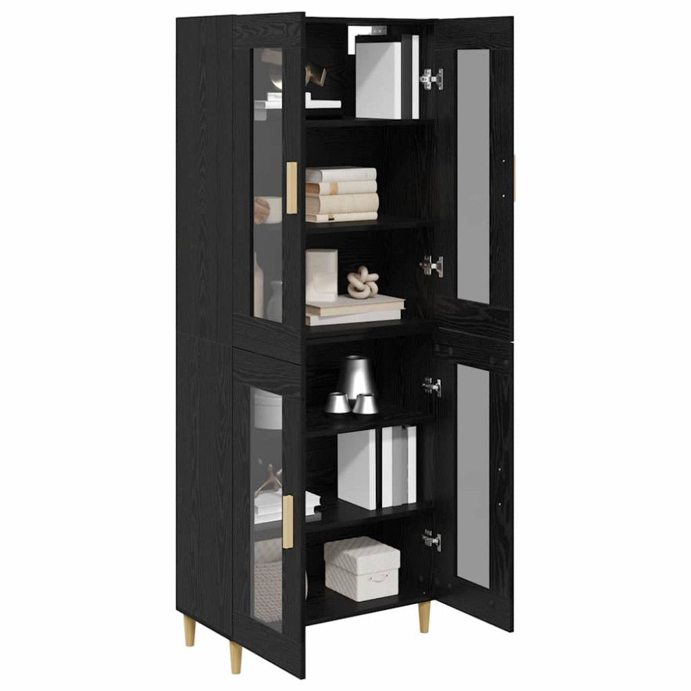 Produktbild för Skåp Svart Ek 69,5 x 34 x 180 cm Konstruerat trä