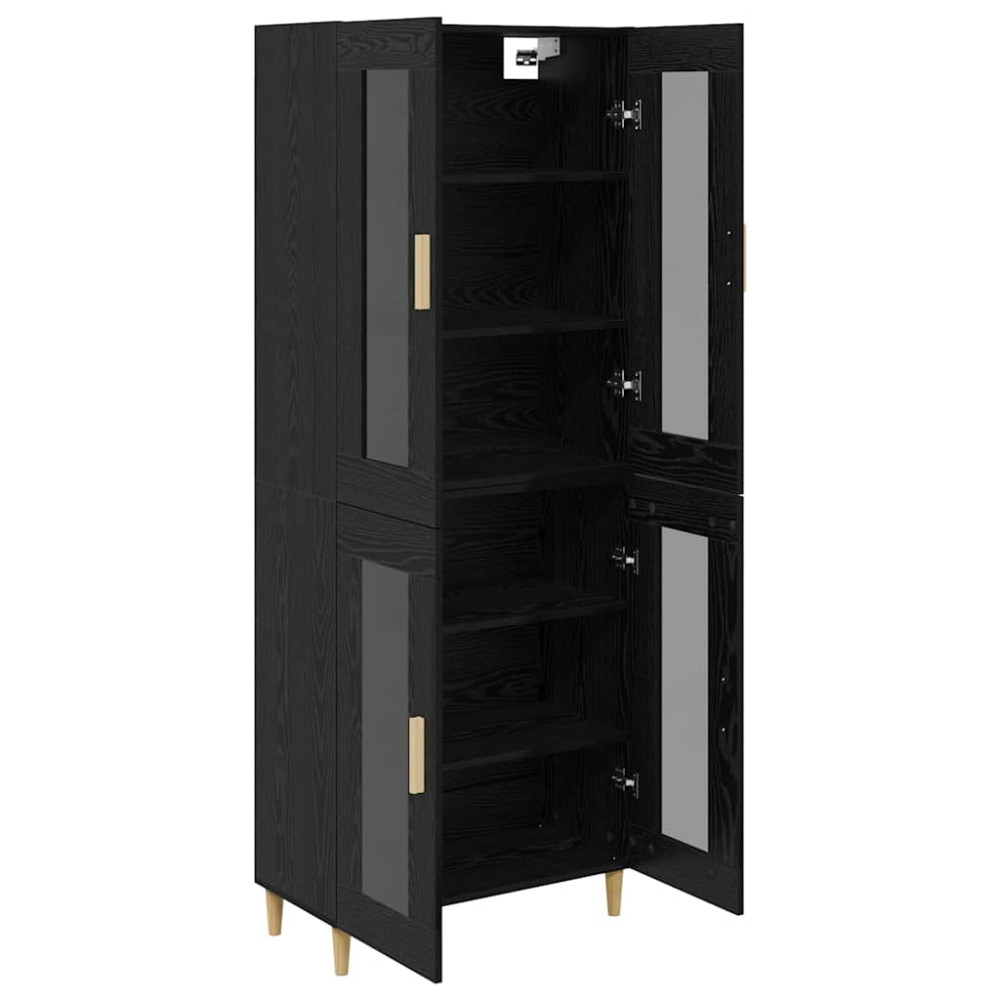 Produktbild för Skåp Svart Ek 69,5 x 34 x 180 cm Konstruerat trä