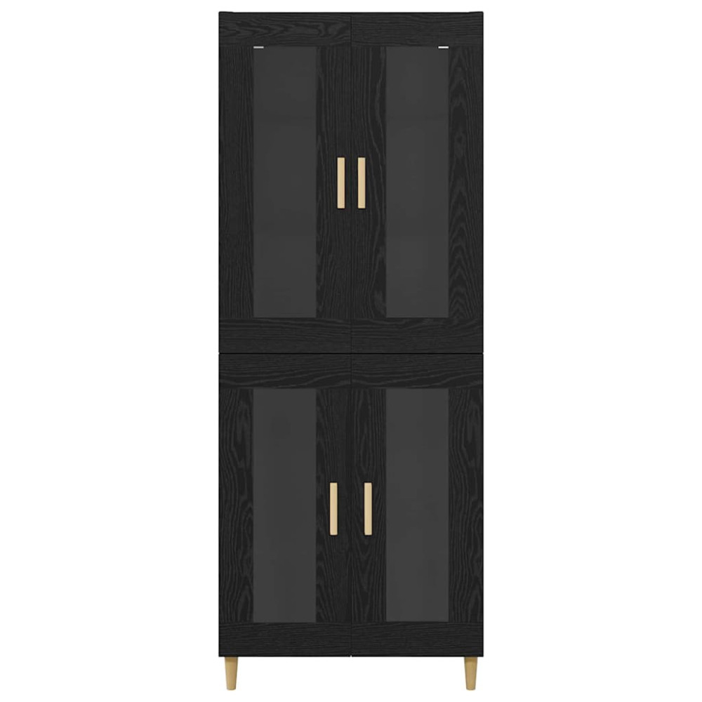 Produktbild för Skåp Svart Ek 69,5 x 34 x 180 cm Konstruerat trä