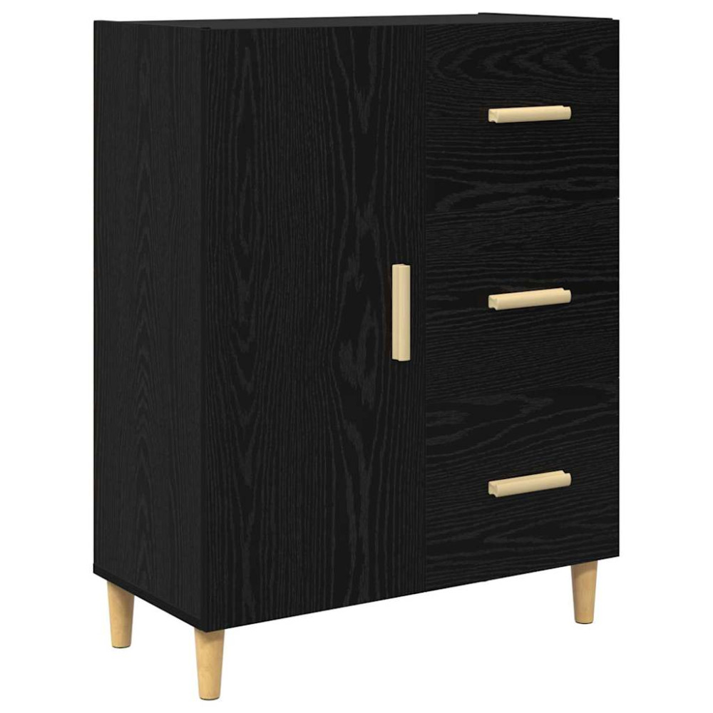 Produktbild för Skåp med låda Svart Ek 34,5 x 34 x 180 cm Konstruerat trä