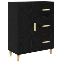 Produktbild för Skåp med låda Svart Ek 34,5 x 34 x 180 cm Konstruerat trä