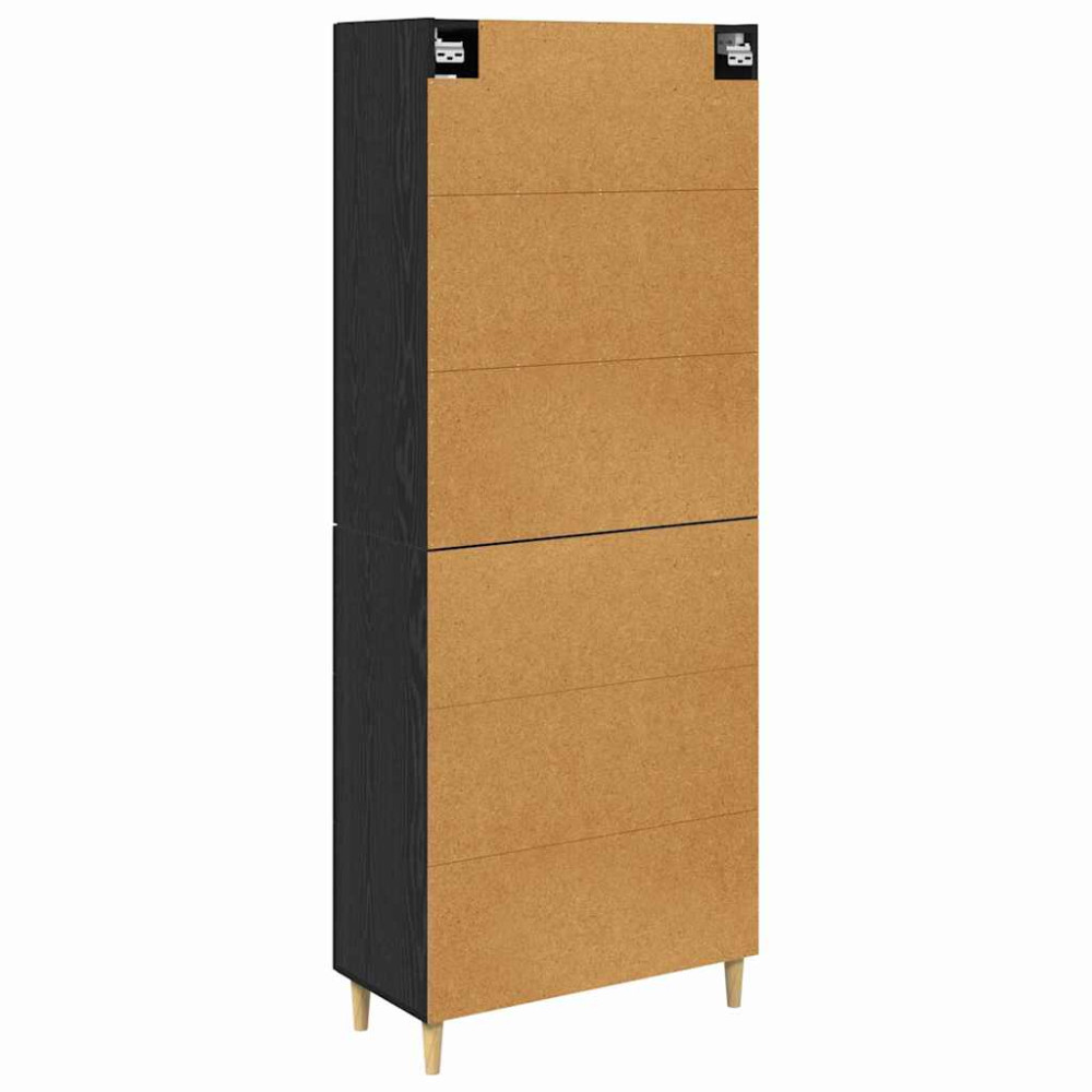 Produktbild för Skåp med låda Svart Ek 34,5 x 34 x 180 cm Konstruerat trä