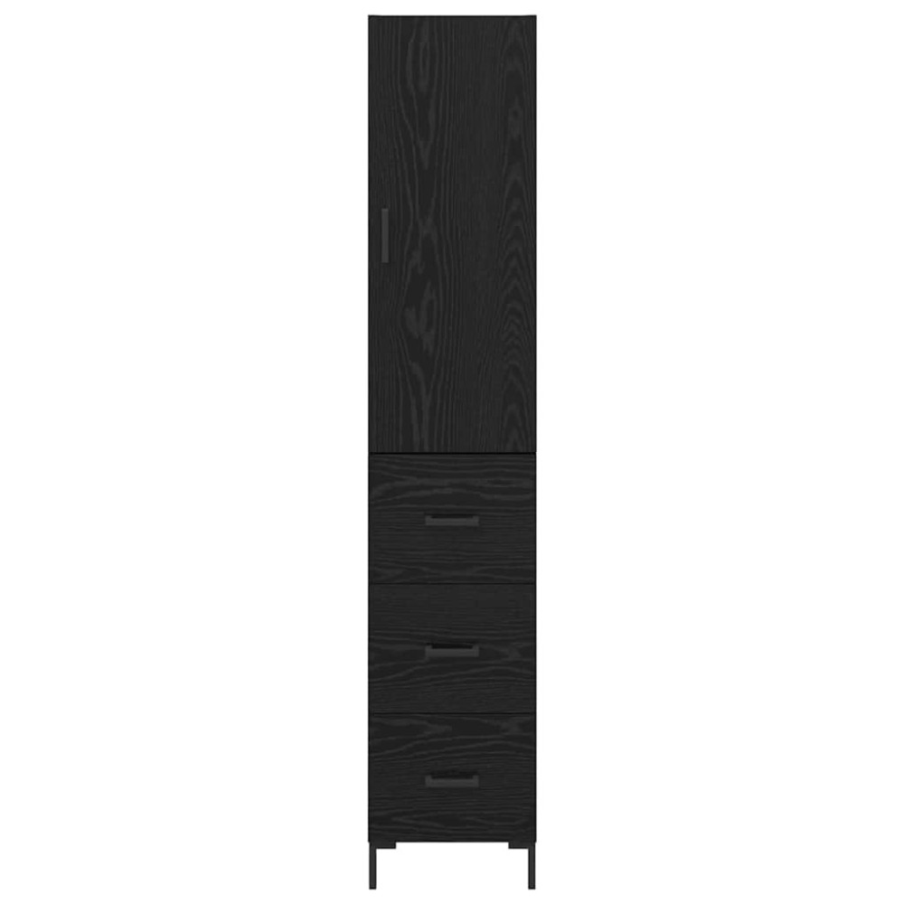 Produktbild för Skåp med låda Svart Ek 34,5 x 34 x 180 cm Konstruerat trä