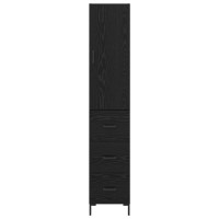 Produktbild för Skåp med låda Svart Ek 34,5 x 34 x 180 cm Konstruerat trä