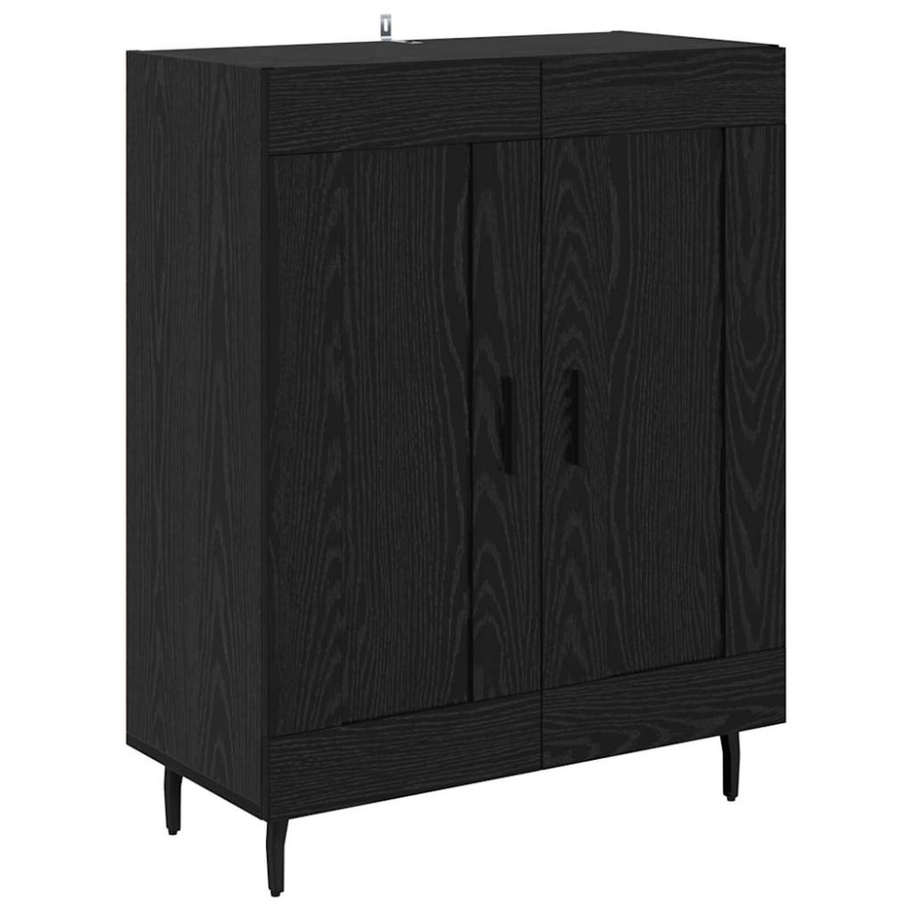 Produktbild för Skåp Svart Ek 69,5 x 34 x 180 cm Konstruerat trä och glas