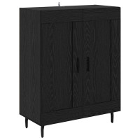 Produktbild för Skåp Svart Ek 69,5 x 34 x 180 cm Konstruerat trä och glas