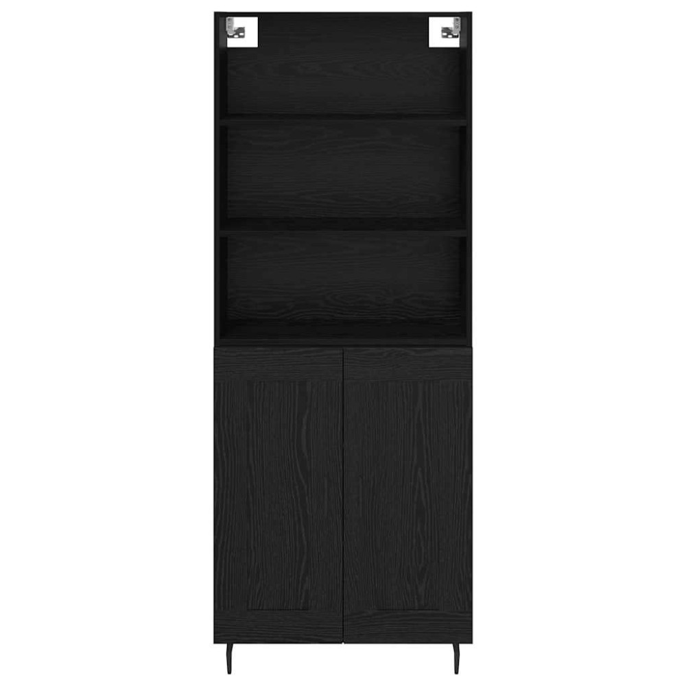 Produktbild för Skåp Svart Ek 69,5 x 34 x 180 cm Konstruerat trä och glas