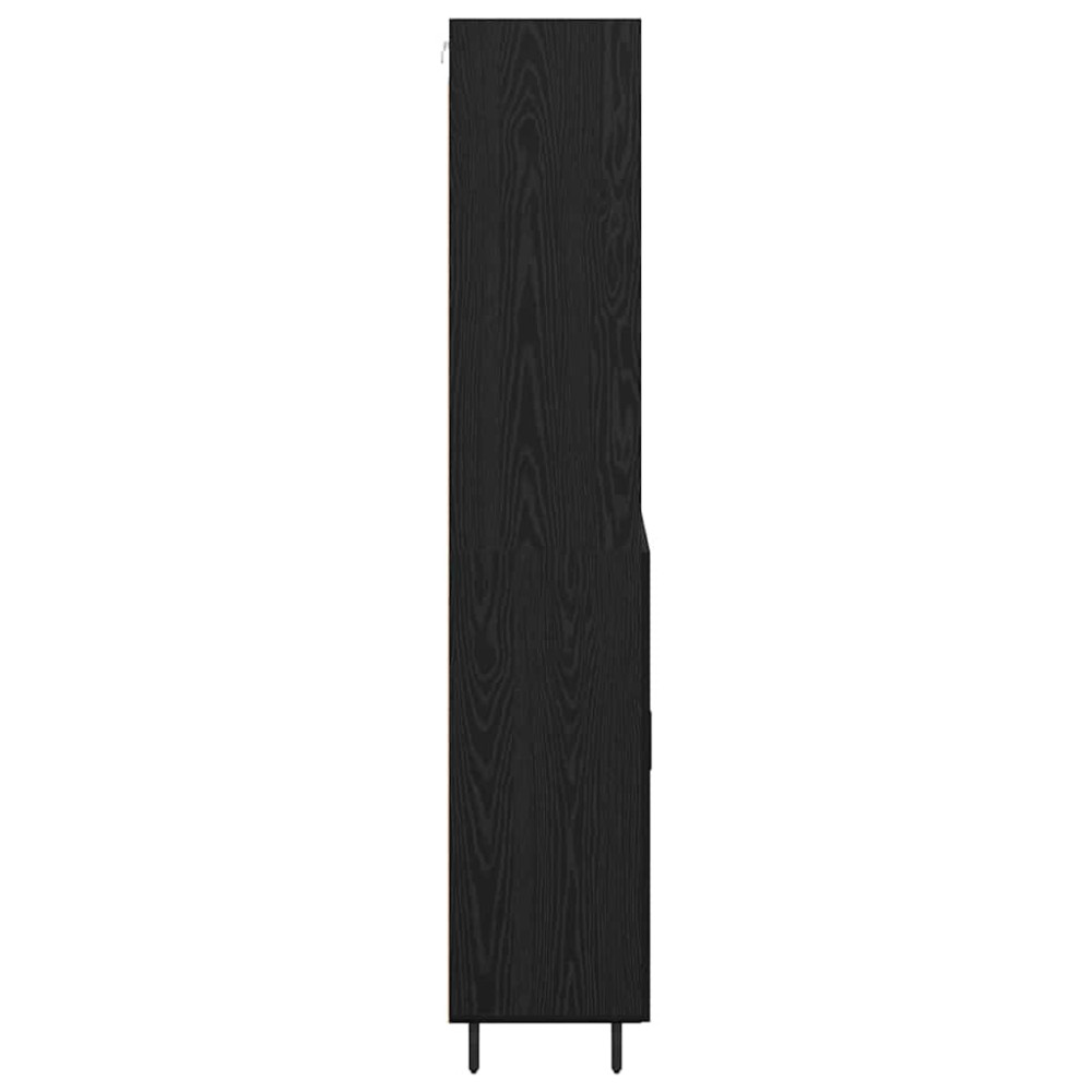 Produktbild för Skåp Svart Ek 69,5 x 34 x 180 cm Konstruerat trä och glas