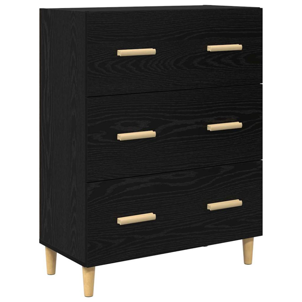 Produktbild för Skåp med låda Svart Ek 69,5 x 32,5 x 180 cm Konstruerat trä