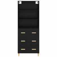 Produktbild för Skåp med låda Svart Ek 69,5 x 32,5 x 180 cm Konstruerat trä