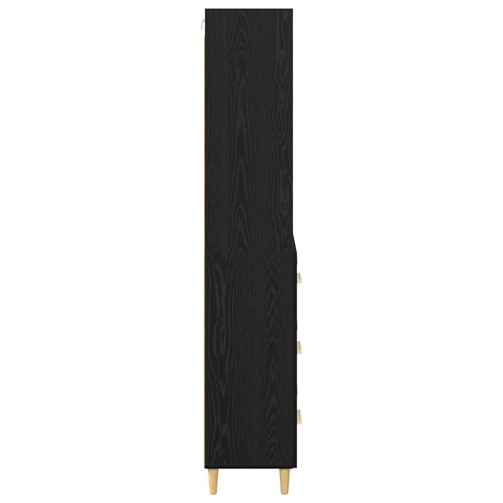 Produktbild för Skåp med låda Svart Ek 69,5 x 32,5 x 180 cm Konstruerat trä