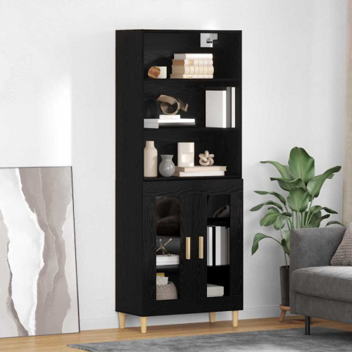 vidaXL Skåp Svart Ek 69,5 x 32,5 x 180 cm Konstruerat trä