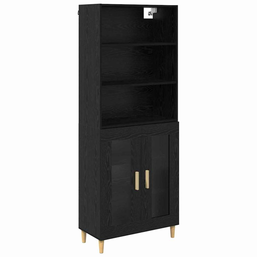 Produktbild för Skåp Svart Ek 69,5 x 32,5 x 180 cm Konstruerat trä
