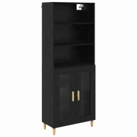 Produktbild för Skåp Svart Ek 69,5 x 32,5 x 180 cm Konstruerat trä