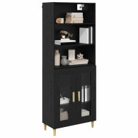 Produktbild för Skåp Svart Ek 69,5 x 32,5 x 180 cm Konstruerat trä
