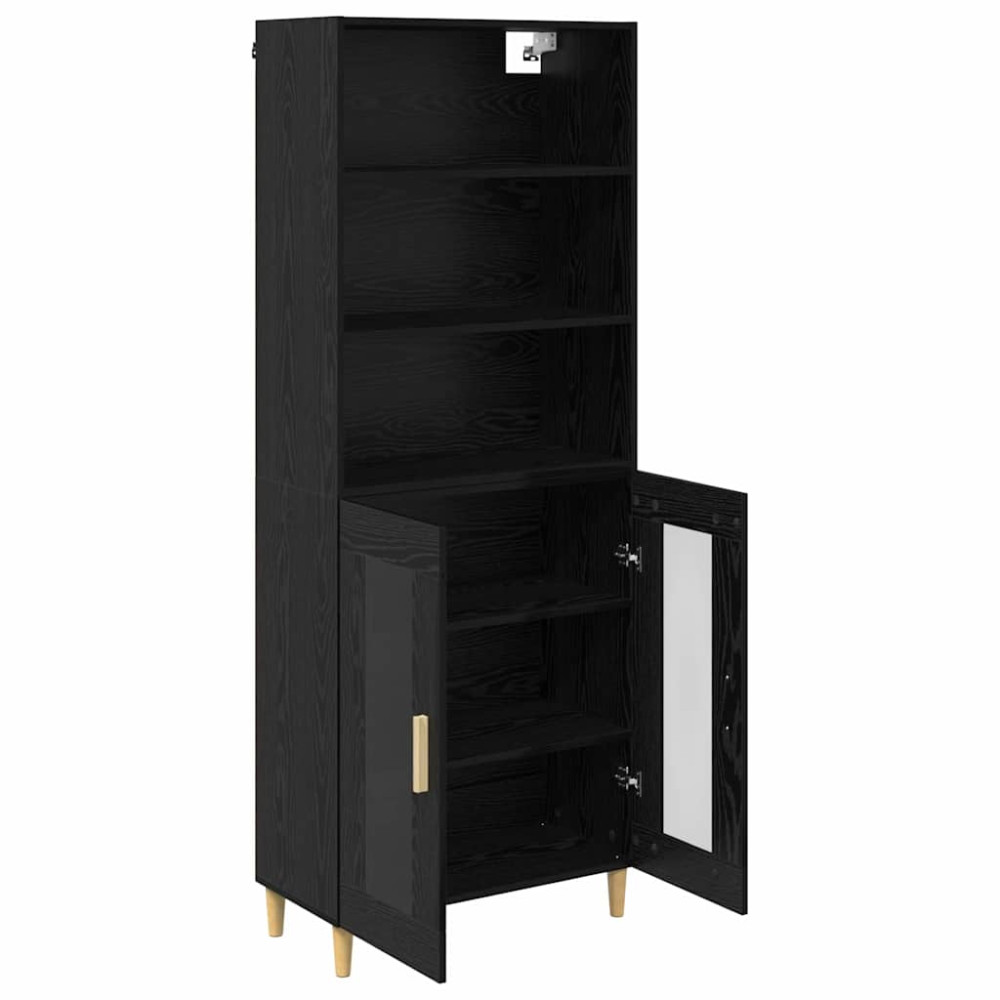 Produktbild för Skåp Svart Ek 69,5 x 32,5 x 180 cm Konstruerat trä