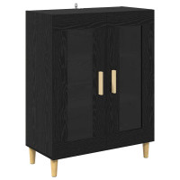 Produktbild för Skåp Svart Ek 69,5 x 32,5 x 180 cm Konstruerat trä