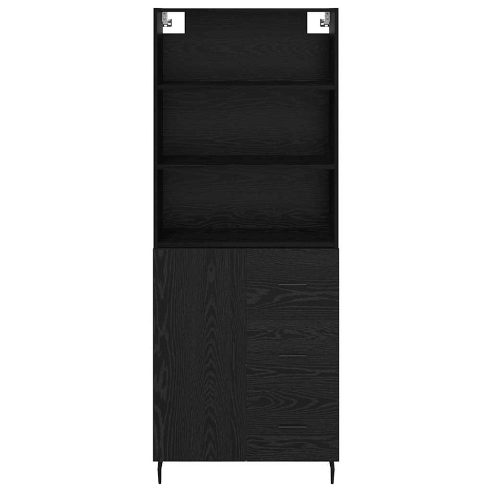 Produktbild för Skåp Svart Ek 69,5 x 34 x 180 cm Konstruerat trä och glas