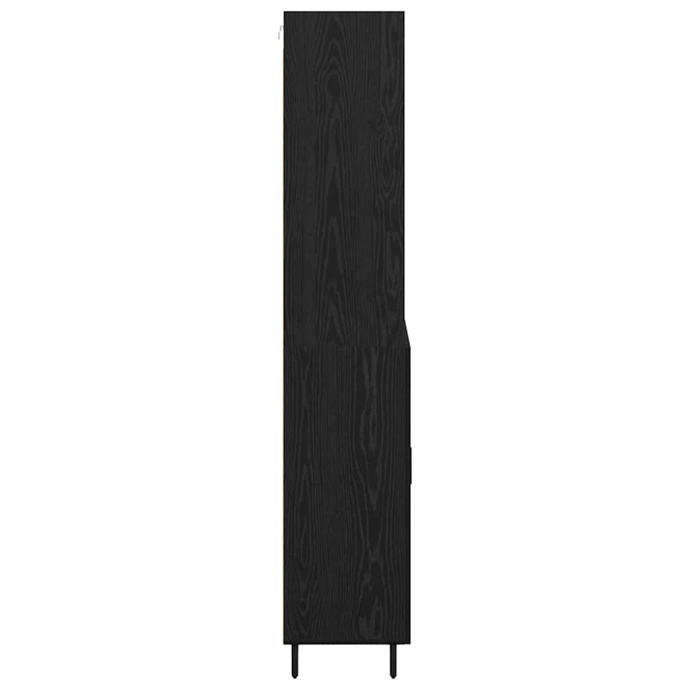 Produktbild för Skåp Svart Ek 69,5 x 34 x 180 cm Konstruerat trä och glas