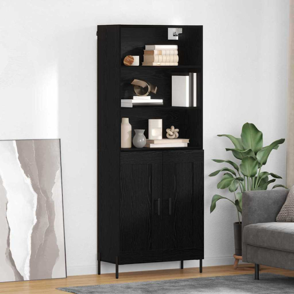 Produktbild för Skåp Svart ek 69,5 x 34 x 180 cm Konstruerat trä