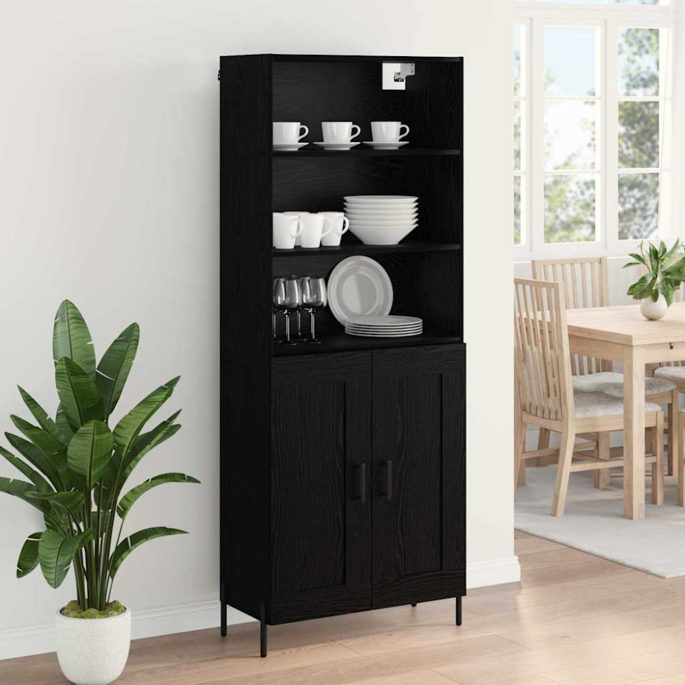 Produktbild för Skåp Svart ek 69,5 x 34 x 180 cm Konstruerat trä