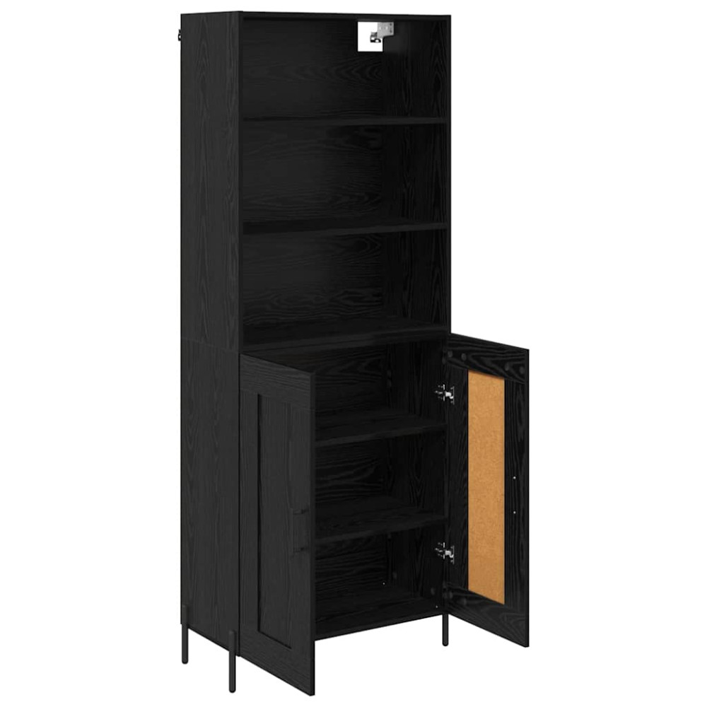 Produktbild för Skåp Svart ek 69,5 x 34 x 180 cm Konstruerat trä