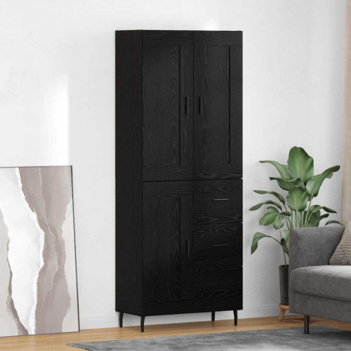 vidaXL Skåp 2 pcs Svart Ek 69,5 x 34 x 180 cm Konstruerat trä