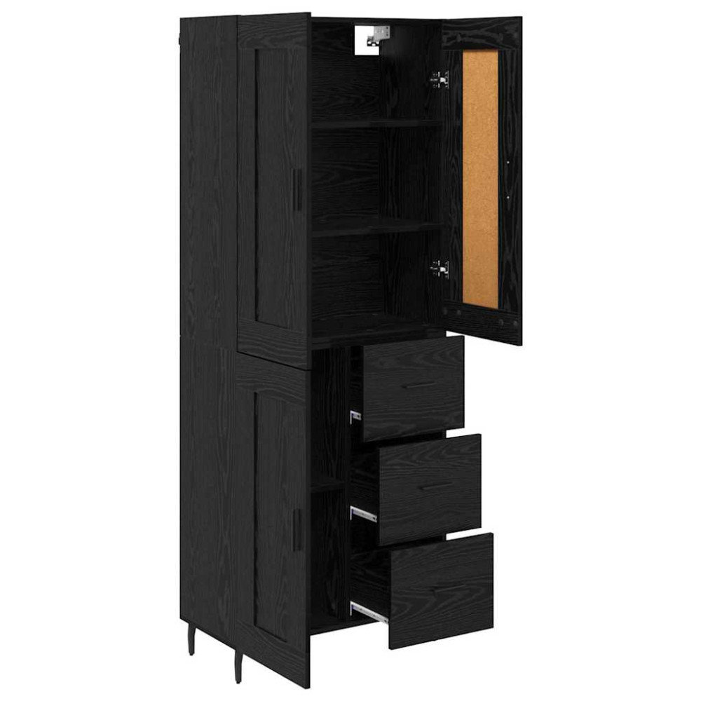 Produktbild för Skåp 2 pcs Svart Ek 69,5 x 34 x 180 cm Konstruerat trä