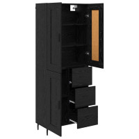 Produktbild för Skåp 2 pcs Svart Ek 69,5 x 34 x 180 cm Konstruerat trä