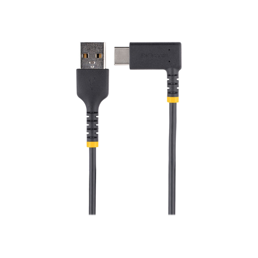 Produktbild för StarTech 6in (15cm) USB A to C Charging Cable Right Angle, Heavy Duty Fast Charge USB-C Cable, USB 2.0 A to Type-C, Durable and Rugged Aramid Fiber, 3A, S20/iPad/Pixel - High Quality Short USB Charging Cord (R2ACR-15C-USB-CABLE) - USB typ C-kabel - USB ti