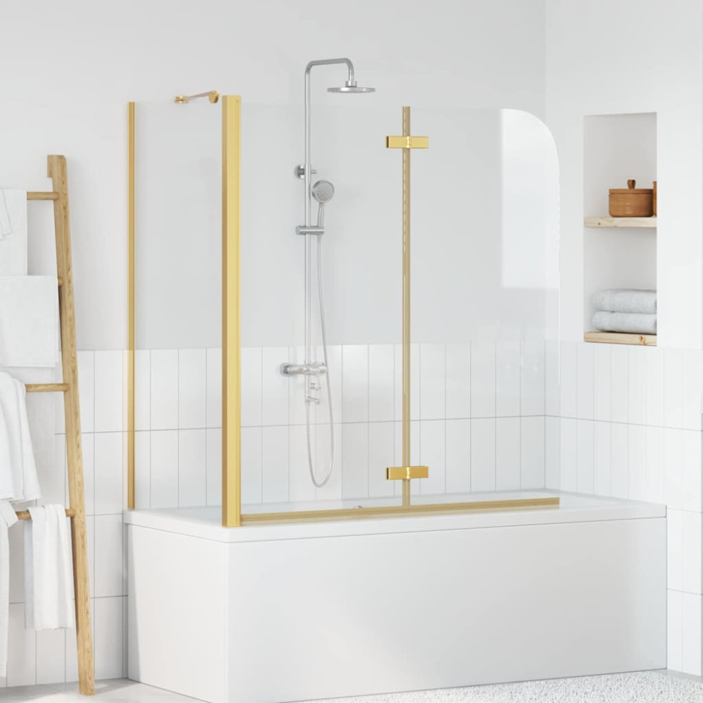 Produktbild för Duschavskärmning Guld 120 x 68 x 130 cm ESG-glas och aluminium