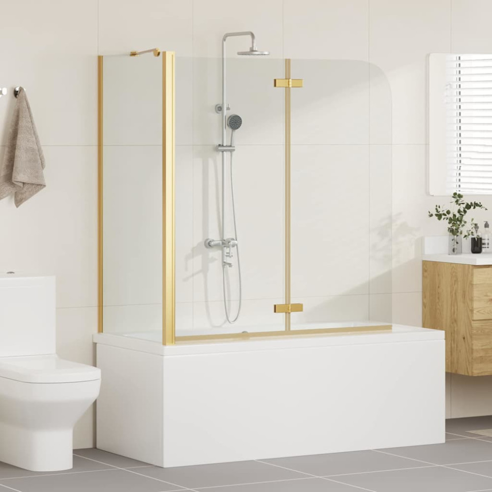 Produktbild för Duschavskärmning Guld 120 x 68 x 130 cm ESG-glas och aluminium