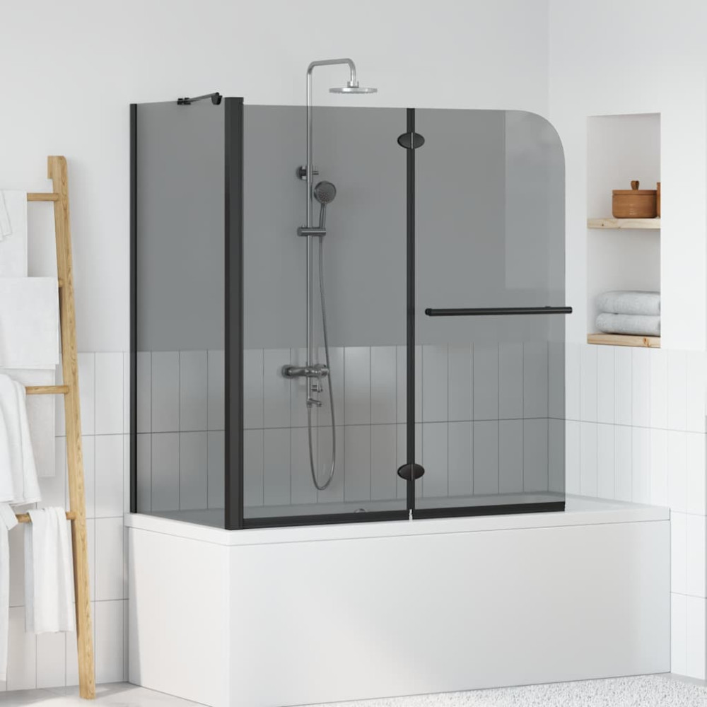 Produktbild för Dubbelfållad duschavskiljare Mörk transparent 120 x 67 x 129 cm