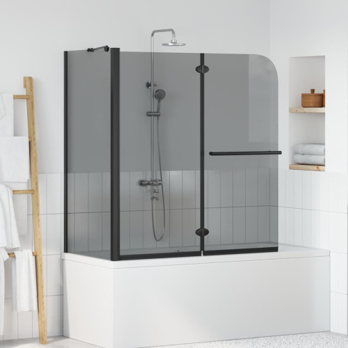 vidaXL Dubbelfållad duschavskiljare Mörk transparent 120 x 67 x 129 cm