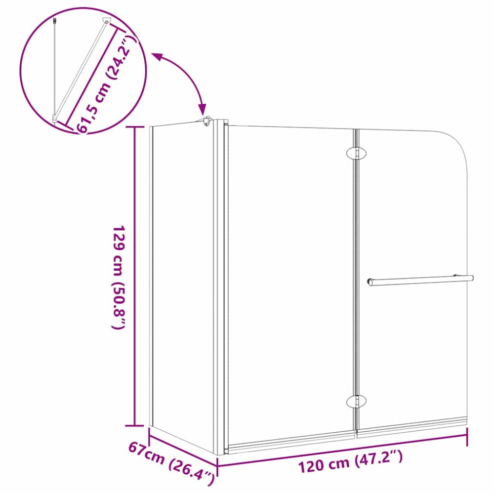 Produktbild för Dubbelfållad duschavskiljare Mörk transparent 120 x 67 x 129 cm
