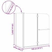 Produktbild för Dubbelfållad duschavskiljare Mörk transparent 120 x 67 x 129 cm