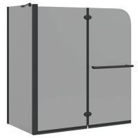 Produktbild för Dubbelfållad duschavskiljare Mörk transparent 120 x 67 x 129 cm