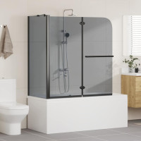 Produktbild för Dubbelfållad duschavskiljare Mörk transparent 120 x 67 x 129 cm