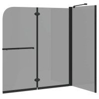 Produktbild för Dubbelfållad duschavskiljare Mörk transparent 120 x 67 x 129 cm