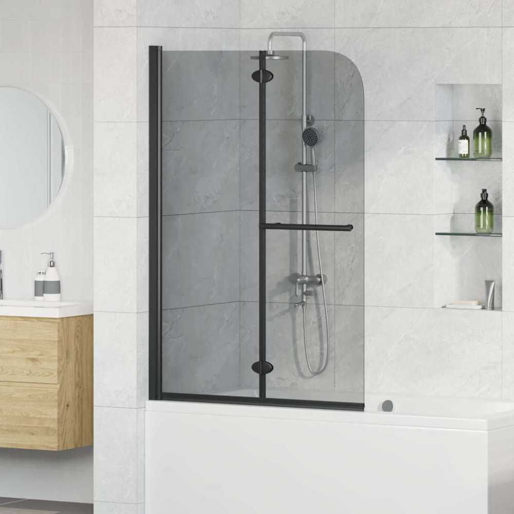 Produktbild för Duschavskärmning Svart 120 x 140 cm ESG-glas och aluminium