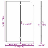 Produktbild för Duschavskärmning Svart 120 x 140 cm ESG-glas och aluminium