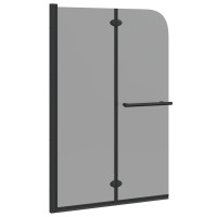 Produktbild för Duschavskärmning Svart 120 x 140 cm ESG-glas och aluminium