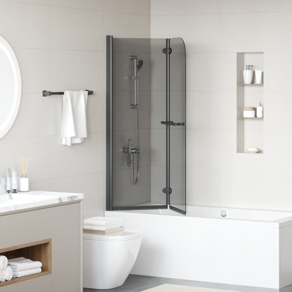 Produktbild för Duschavskärmning Svart 120 x 140 cm ESG-glas och aluminium