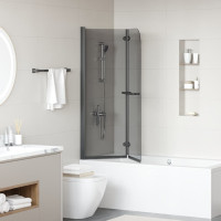 Produktbild för Duschavskärmning Svart 120 x 140 cm ESG-glas och aluminium