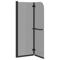Produktbild för Duschavskärmning Svart 120 x 140 cm ESG-glas och aluminium