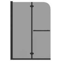 Produktbild för Duschavskärmning Svart 120 x 140 cm ESG-glas och aluminium