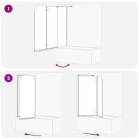 Produktbild för Duschavskärmning Svart 120 x 68 x 130 cm ESG-glas och aluminium